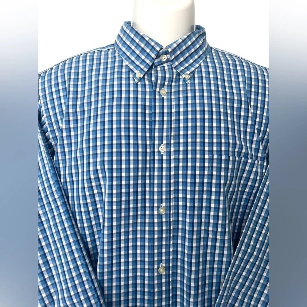 Lands' End Blue and White Casual Button Down Shirt 16-35 - Picture 7 of 10